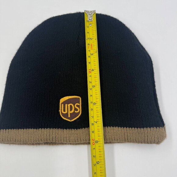 Black Knit UPS Beanie Hat With Brown Trim & Embroidered Logo by AMC - Picture 5 of 10